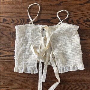 Zara Cream Striped Ruffle Top